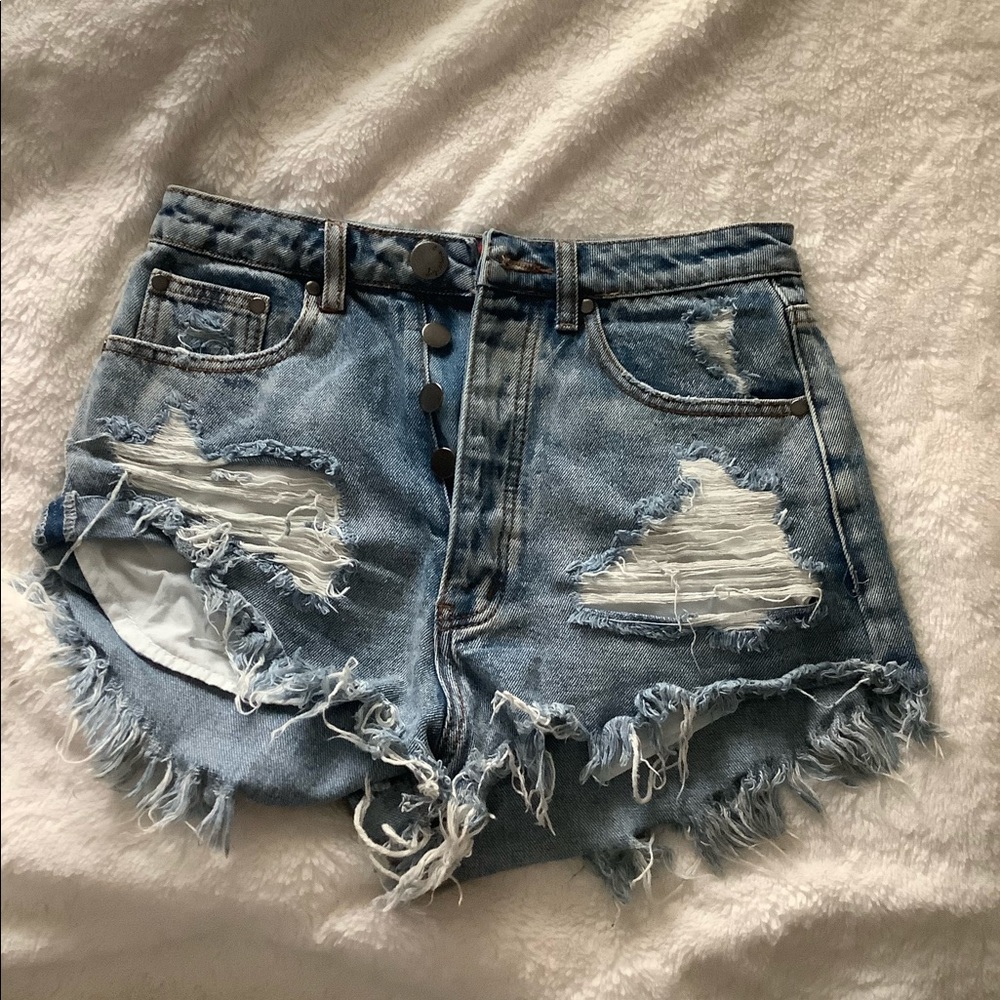Ripped high wasted jean shorts